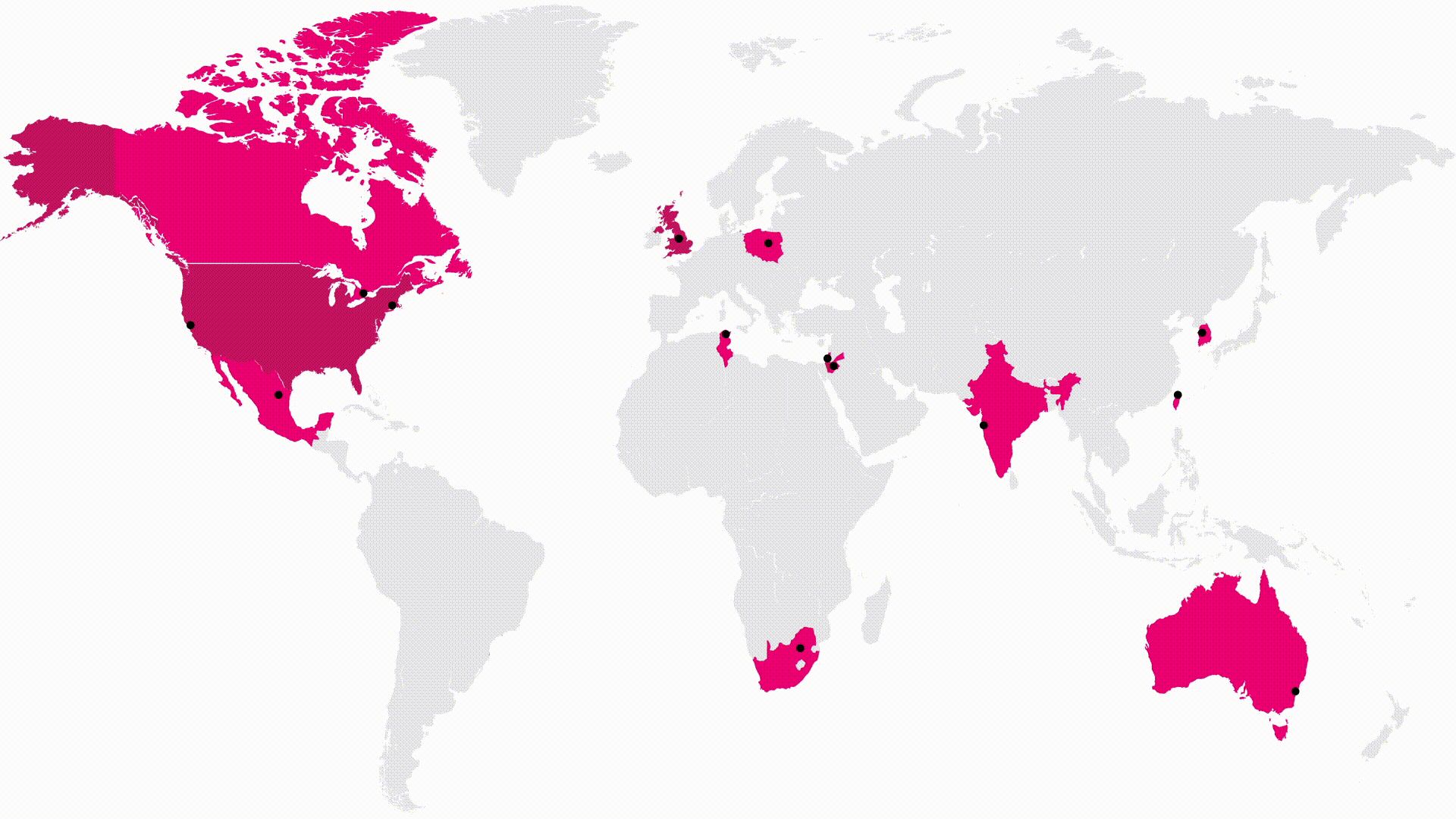 World Map with the countries were the DMZ is present in Red.