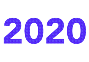 year 2020 in block letters